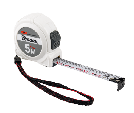 Svinovací metr 5m-19mm bílý BRADAS